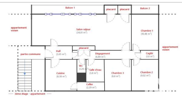 Appartement à vendre 4 pièces 90 m² Grigny