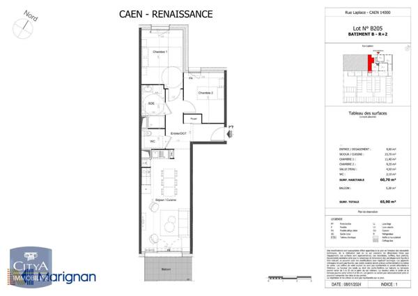 Appartement à louer 3 pièces 60.7m² Caen (14000)