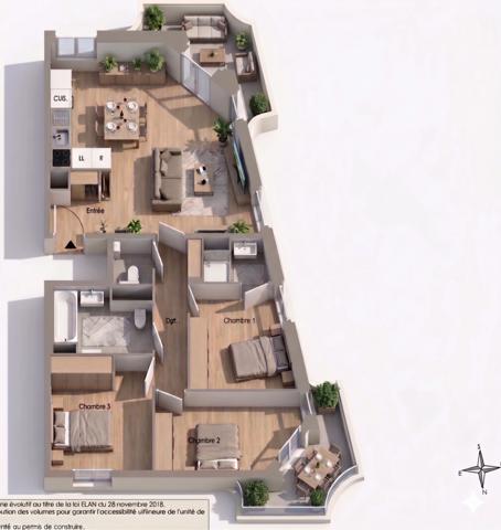 T4 avec balcons et jardin partagé à Pantin– Limite Pré-Saint-Gervais