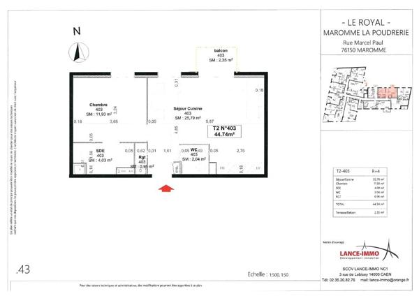 Spacieux T2 de 44.74 m² récent à Maromme