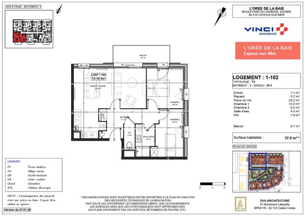 Appartement Cayeux Sur Mer 3 pièces cabine 57.9m² + balcon