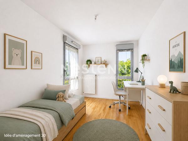 Appartement T4 BRON - 77 m2 - 3 chambres - Grande terrasse - Cave - Immeuble récent - 69500 BRON