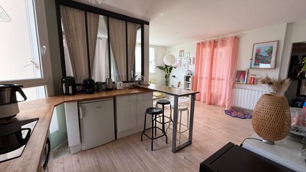 Appartement T2 Villeurbanne proche tête d'or, 40 m2, rénové, coup de coeur, séjour cuisine US équipée, terrasse