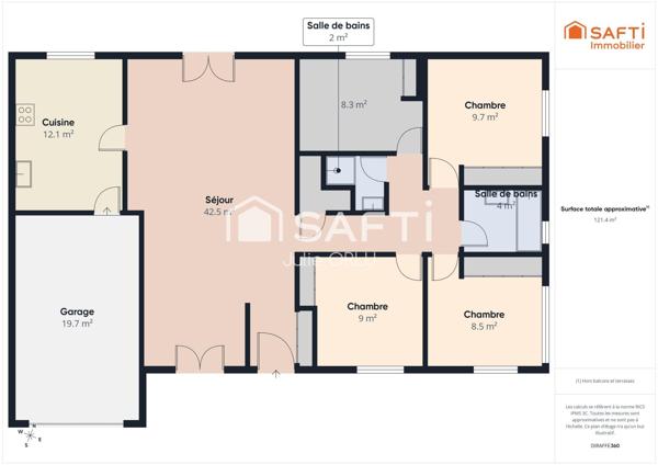 Maison de plain-pied 4 chambres avec garage