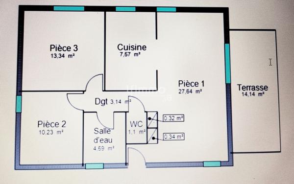 Charmant 3 Pièces de 68 m2 avec terrasse de 15 m2 à Oberhausbergen
