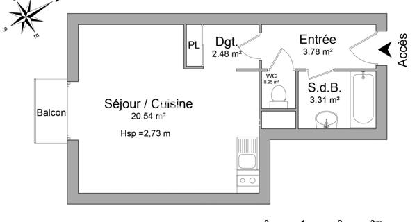 Location Studio 31.06 m² - Savigny-sur-orge 91600