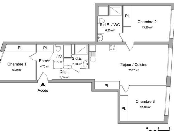 Location Appartement 4 pièces 80.1 m² - 1 ALLEE DES PEUPLERAIES Bordeaux 33100