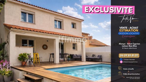 Maison 3 faces de 120 m2 - 4 chambres - Villeneuve de la Raho