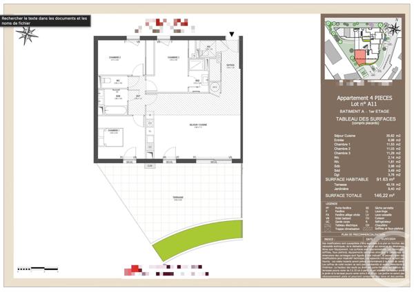 Appartement T3 à vendre  4 pièces - 91,63 m2 VILLENEUVE LOUBET - 06