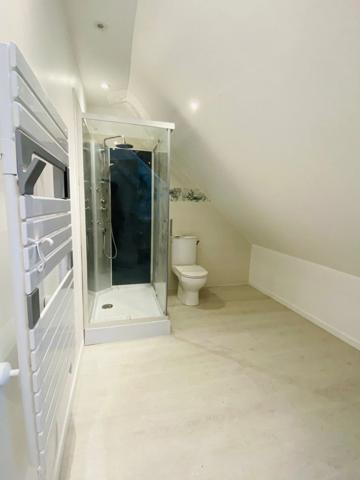 Maison rénovée à vendre en centre ville avec appartement T3 indépendant à ROSTRENEN (22) + terrain et dépendances