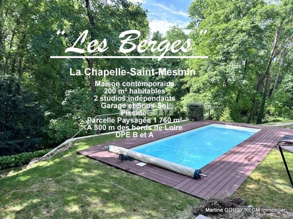 La Chapelle-Saint-Mesmin (45380) La Chapelle-St-Mesmin (45) – Magnifique maison contemporaine 200 m² - Parcelle 1 760 m² paysagée – Piscine –