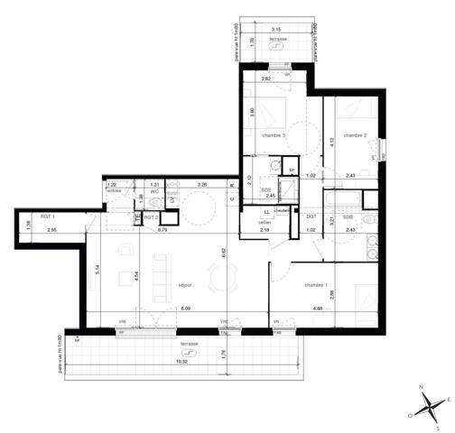 Appartement à NOTRE-DAME-DE-BONDEVILLE, 76960 - 4 pièces 109m²