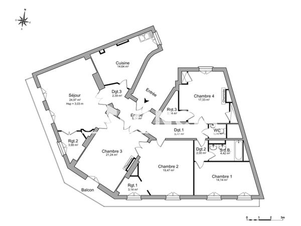 Location Appartement 5 pièces 143.42 m² - 4 RUE DE SERRE Nancy 54000
