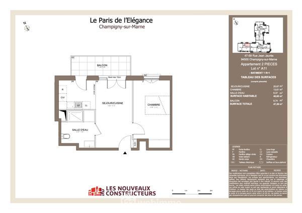 Appartement 40.65 m² à CHAMPIGNY SUR MARNE 94500