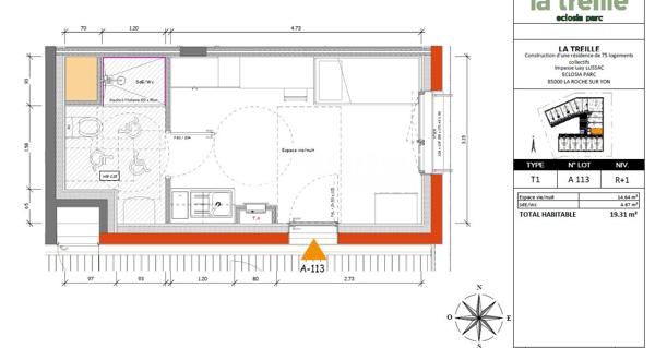 APPARTEMENT T1 MEUBLE - A LOUER - LA ROCHE SUR YON