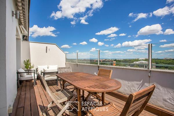 Dernier étage avec terrasse et vue sur le parc de la tête d’or
