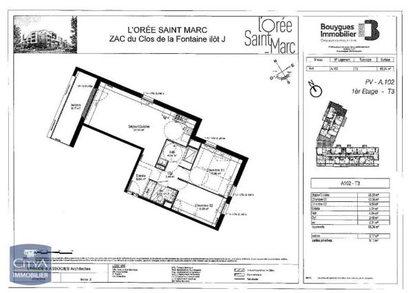 Appartement à louer 3 pièces 65.34m² Orléans (45000)