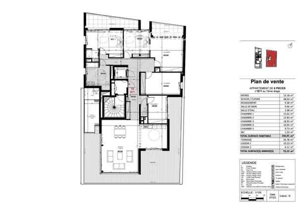Penthouse 500m de Monte Carlo 5ch avec piscine, terrasse, cave et parking, vue mer panoramique