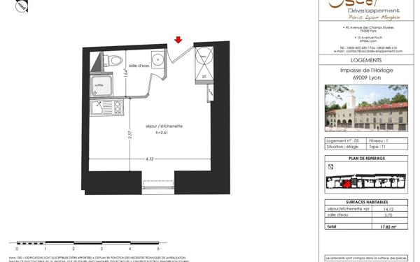 Appartement à vendre    1 pièce • 17 m2 Lyon 9