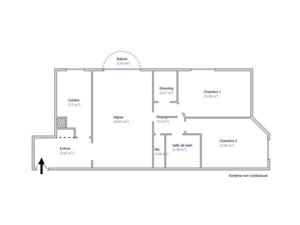 Appartement F3 à vendre  3 pièces - 66 m2 PARIS - 75013