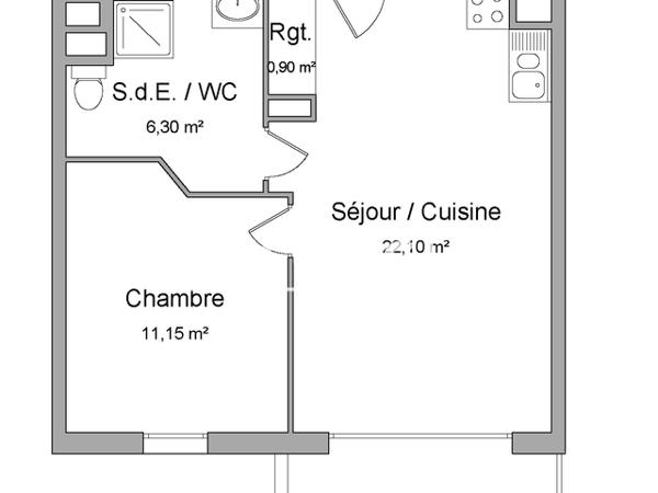 Location Appartement 2 pièces 40.45 m² - 44 B BLD HENRI BAZIN Chenove 21300