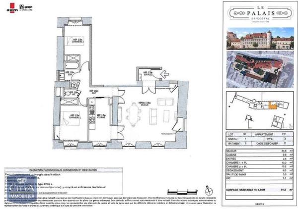 Appartement à louer 3 pièces 81.5m²