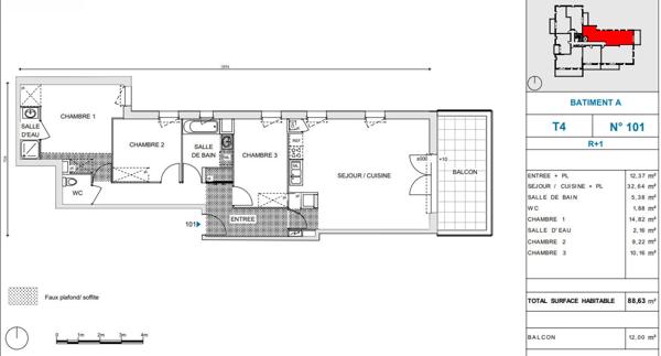 Cadre verdoyant pour ce T4 avec terrasse à 1000m de l'hippodrome du Petit Port