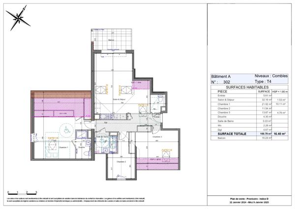 Appartement T4 attique 100m2 à vendre - BRENTHONNE (74)