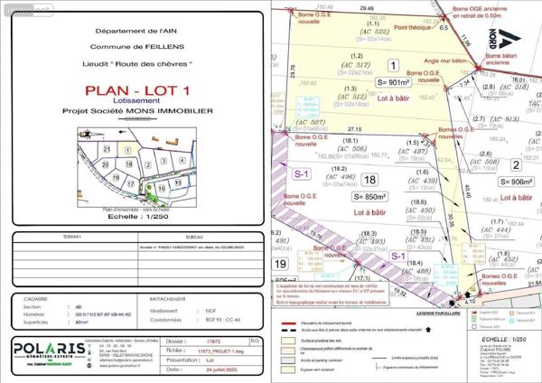 Terrain à Batir à vendre à Feillens dans l'Ain (01570), ref : TAB 82*
