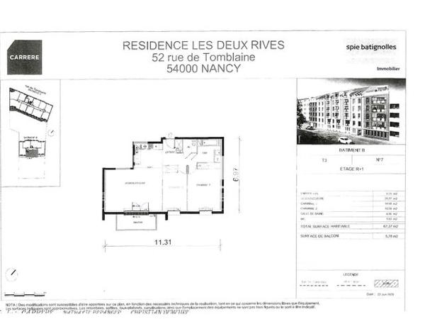 Location Appartement 3 pièces 67.37 m² - 52 RUE DE TOMBLAINE Nancy 54000