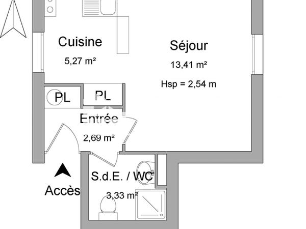 Location Studio 24.6 m² - 24 AV DU GENERAL DE GAULLE Lannion 22300
