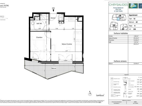 Location Appartement 2 pièces 44.4 m² - 1 MAIL FRANCOISE MARAL Tours 37200