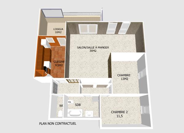 Appartement 3 pièces - 80 m² Exclusivité efficity