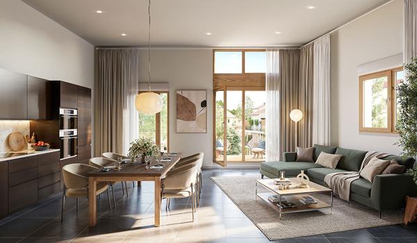 appartement 2 pièces 42m² 1er étage avec balcon de 13 M² vue  sur  la Saône sur ile saint Laurent  Rives de Genise 1