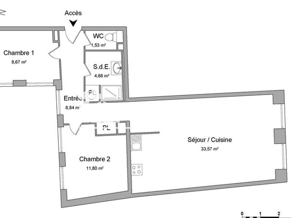 Location Appartement 3 pièces 69.09 m² - 2 QUAI SAINT NICOLAS Strasbourg 67000