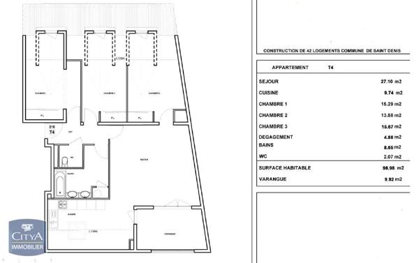 Appartement à vendre 4 pièces 98.97m² Saint-Denis (97417)