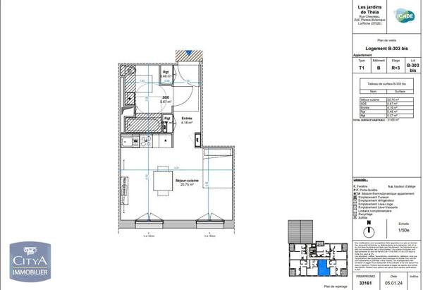 Appartement à louer 1 pièce 31.65m² La Riche (37520)