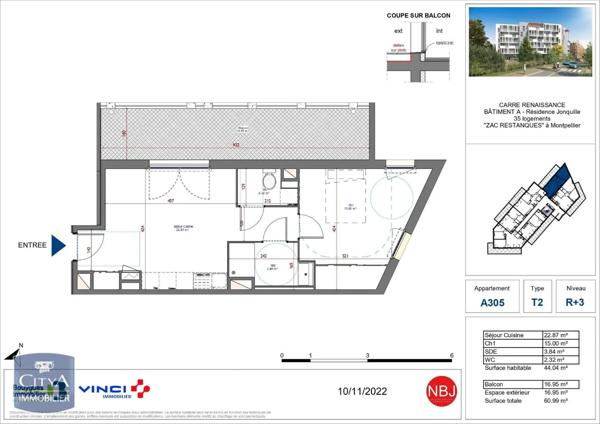 Location appartement 2 pièces de 44.04m²
