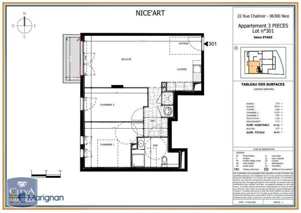 Appartement à louer 3 pièces 61.04m² Nice (06300)