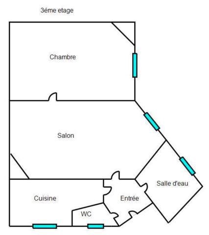 Appartement 2 pièces rue Championnet à rénover