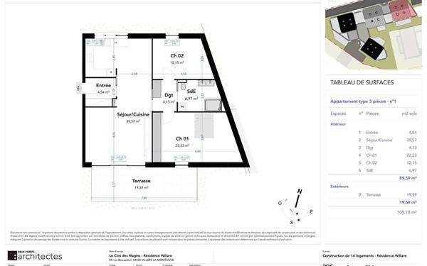 Appartement à vendre    3 pièces •  Villers-la-Montagne