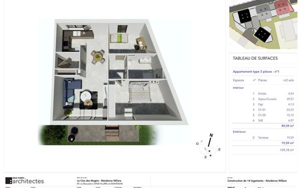 Appartement à vendre    3 pièces •  Villers-la-Montagne