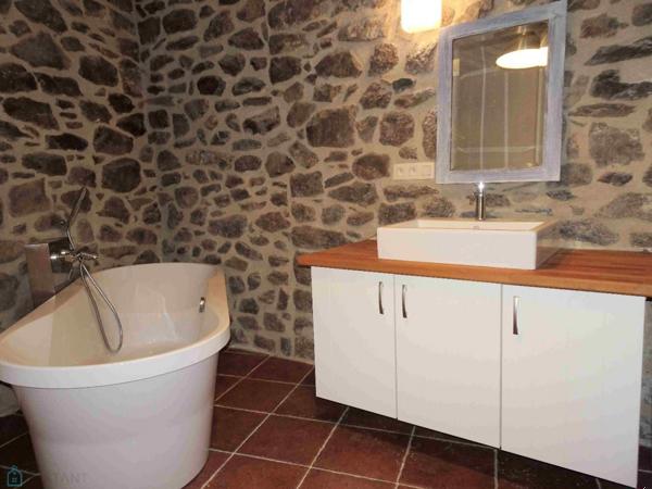 Ancienne grange en pierres rénovée esprit loft contemporain avec terrasse et cour