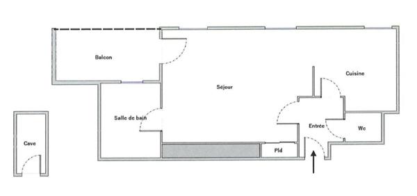 Appartement F1 avec balcon et place de parking