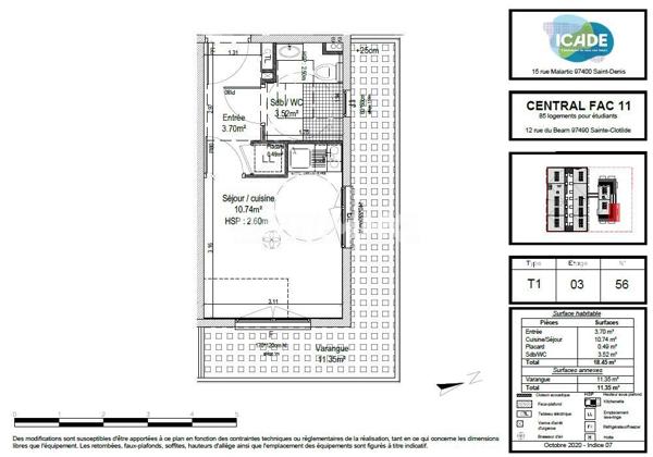 Appartement Sainte Clotilde 1 pièce(s) 18.45 m2