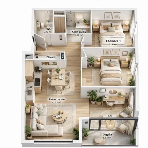 appartement à vendre 3 pièces BOIS GUILLAUME (76)