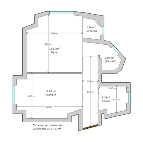 Appartement F2 à vendre  2 pièces - 37,39 m2 PARIS - 75013