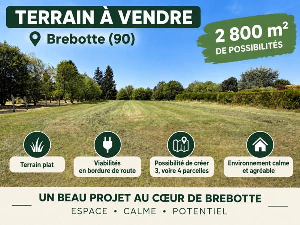 Terrain constructible 2 800 m² – Brebotte – 3 à 4 parcelles possibles