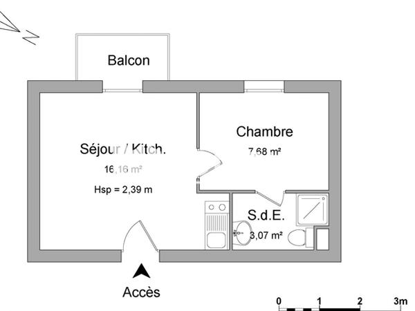 Location Appartement meublé 2 pièces 26.91 m² - RESIDENCE LES MEUNIERS La Rochelle 17000