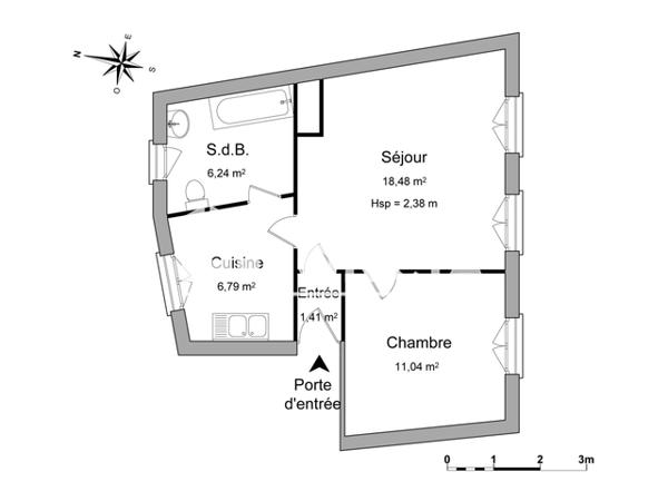 Location Appartement 2 pièces 43.96 m² - 49 RUE FINKWILLER Strasbourg 67000